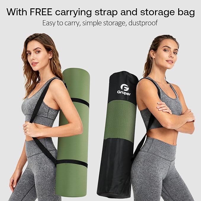Yoga Mat Non Slip NBR Thick Yoga Mat, 72"L x 32"/24"W x 0.6"/0.4"TH (185cm x 80cm/61cm x 15mm/10mm), Anti-Tear Exercise Mat with Carrying Strap and Bag, Workout Mats for Yoga, Pilates, Floor Exercises
