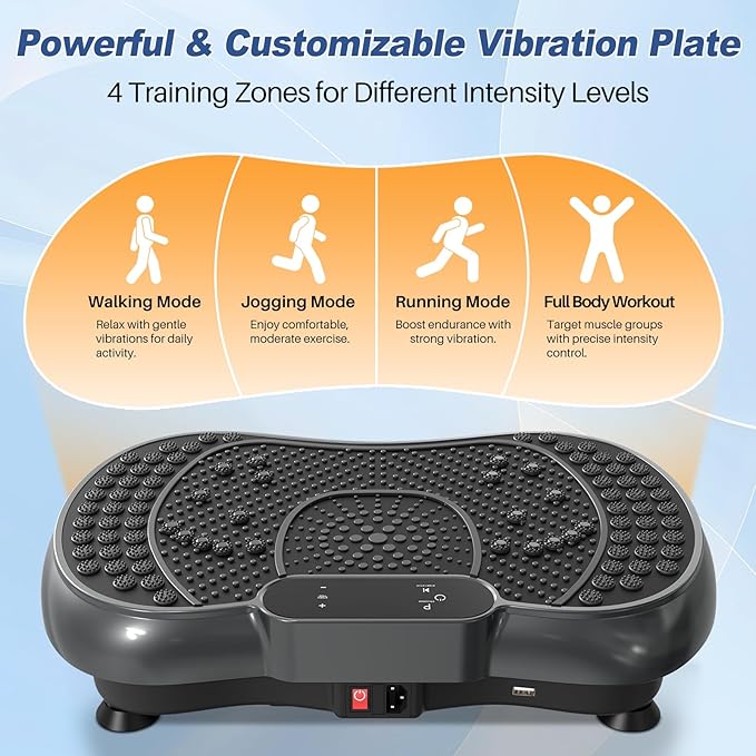 Vibration Plate Exercise Machine for Weight Loss – 100-Speed Platform with Bluetooth Speaker, Remote & Bands, 450 lbs Capacity – Quiet Full Body Workout for Lymphatic Drainage at Home