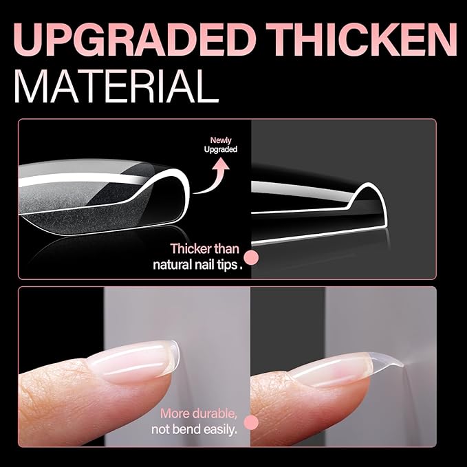 AILLSA Extra Short Square Nail Tips - 450pcs Thickened Pre-filed False Nail Tips Half Matte Nails Tips, Fake Nails for Gift