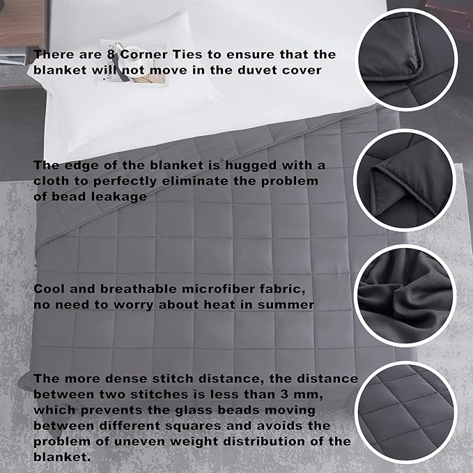 Weighted Blanket 30lbs 88x104 Cooling Breathable Heavy Blanket with Glass Beads for Adult All-Season