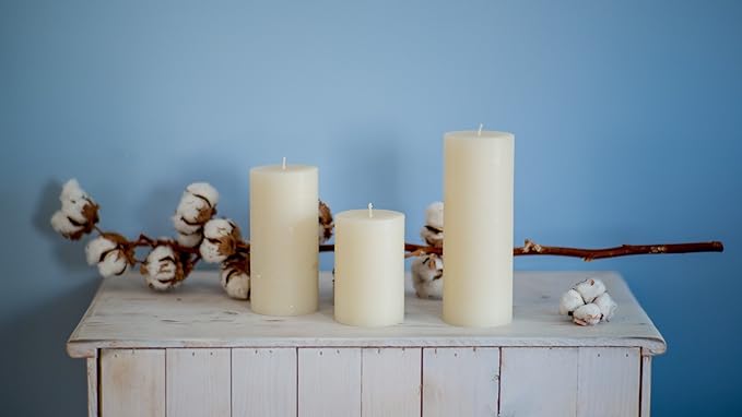 Melt Candle Pillar Candles, 3 Pack - Unscented Candles for Home, Church, Weddings, & More - 3" x 6", Ivory