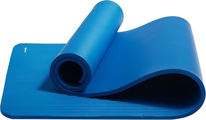 Amazon Basics 1/2 Inch Extra Thick Exercise Yoga Mat with Carrying Strap, Cushioned Support, for Fitness and Gym Workouts