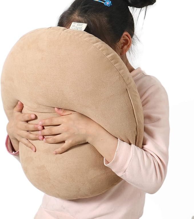 Round Throw Pillow for Kids 18x18 100% Down-like Polyester Super Soft Filling Decor Cushion Ultra Fluffy Feather-like Touch Floor Pillow for Couch Bed Sofa Car, Khaki, 1 Piece, 18 Inches