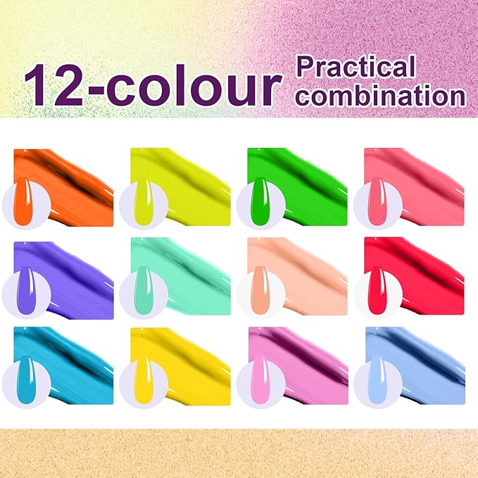 Gradient Painting Gel, 12 Colors Ombre Gel Nail Polish with 100Pcs Nail Sponges &Tweezers for Pigment Pat Aura Nails French Manicure Soak Off UV Long-lasting Set Palette Chroma Carnival