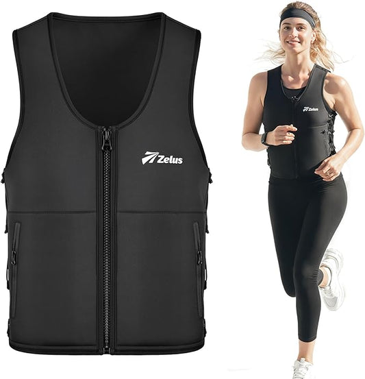 ZELUS Adjustable Soft Iron Weighted Vest for Women Men 10/15LB, Removable Weights Strength Training Vest for Fitness, CrossFit, Workout & Weight Loss (Black, M/L)
