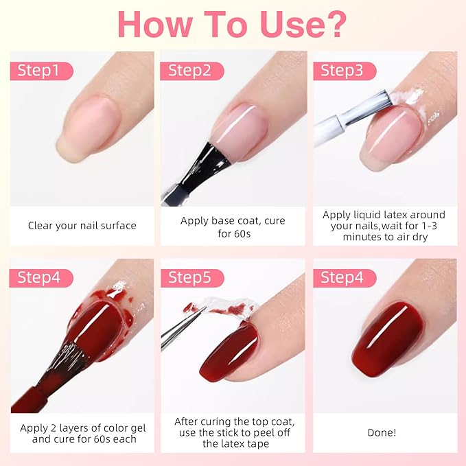 Liquid Latex for Nails 2 Pack, 15ml Fast Drying Peel Off Cuticle Guard, Nail Polish Barrier Protector for Nail Art DIY Manicure