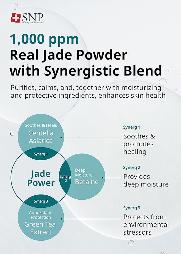 SNP 1000ppm Real Jade Mineral Ampoule Sheet Mask | Cleansing and Purifying All Sensitive Skin Types | Calming, Hydrating, and Moisturizing Facial Skin | Korean Face Masks Skincare | 10 Sheets