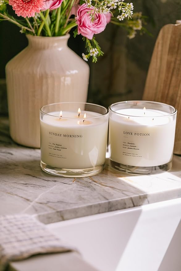 Brooklyn Candle Studio Love Potion XL 3 Wick Candle - Luxury Scented Candle, Vegan Soy Wax, Hand Poured in The USA, 100 Hour Slow Burn Time - 27oz