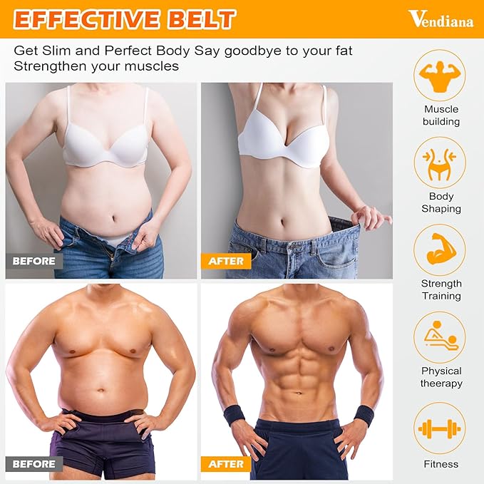 ABS Stimulator Muscle Toner Flex Fitness Belt for Arm, Foot and Waist - FDA Cleared AB Machine Abdominal Toning Ems Electro Stimulators Body Exercise Equipment Abdomen Home Office Workout