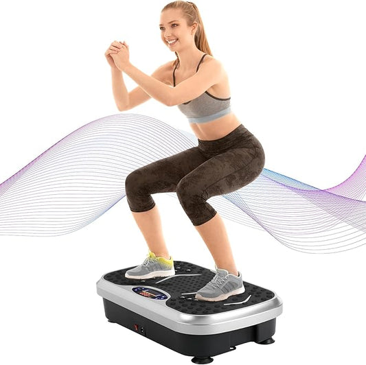 Arlopu 3D Vibration Plate Exercise Machine for Weight Loss & Lymphatic Drainage, Full Body Workout Shake Board Vibration Platform with Loop Bands & Remote, Home Gym Equipment for Toning/Recovery