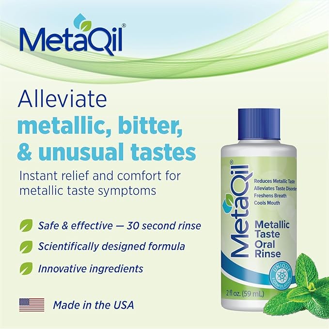MetaQil Oral Rinse, Proven to Relieve Metallic, Bitter and Other Taste Disorders, Made from 8 Core Ingredients, Cools and Freshens Breath, Travel-Friendly Bottle, 1 Count