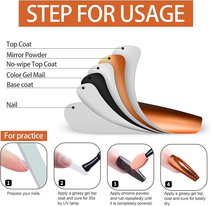 Artdone Chrome Nail Powder, Copper Gold Iridescent Aurora Powder Metallic Mirror Effect Pigment Pearlescent Mermaid Pigment Pearl Glitter Dust Kit, Nail Art Decoration, Resin Craft