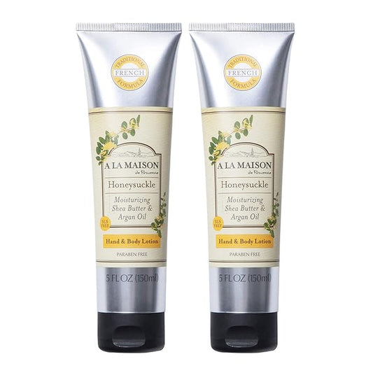 A LA MAISON de Provence Honeysuckle Hand and Body Lotion (Pack of 2) With Argan Oil, Shea Butter and Vitamin E, 5 fl oz Each