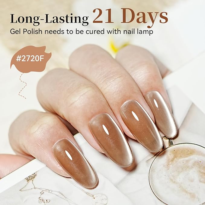 JODSONE Cat Eye Gel Nail Polish Set Pink Rose Red Sliver Collection 10 Colors Holographic Sparkle Cat Eye with Base Coat Top Coat Magnet DIY Nail Art Gift