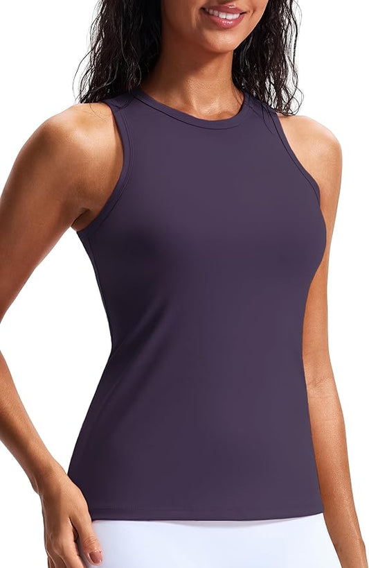 JOYSPELS Workout Tank Tops for Women - Butter Soft High Neck Athletic Gym Yoga Pilates Tank Tops