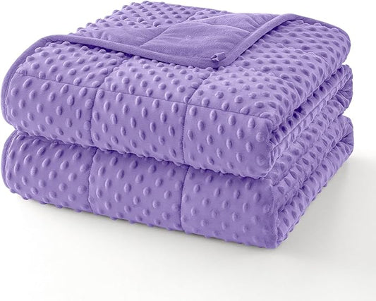 Topcee Weighted Blanket for Adults (15lbs 48"x72"), Minky Dots Heavy Blanket for Woman, Man Sleeping, Soft, Cozy and Cooling Weighted Throw Blankets, Machine Washable, Purple