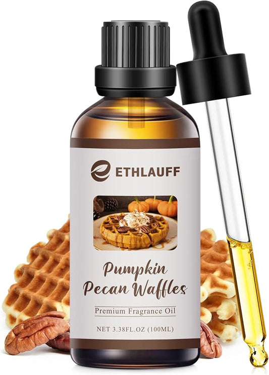Pumpkin Pecan Waffles Fragrance Oil, Fall Essential Oil for Diffusers for Home,Candle Scented Oils for Soap Making, Bath Bombs, Massage -3.38FL.OZ
