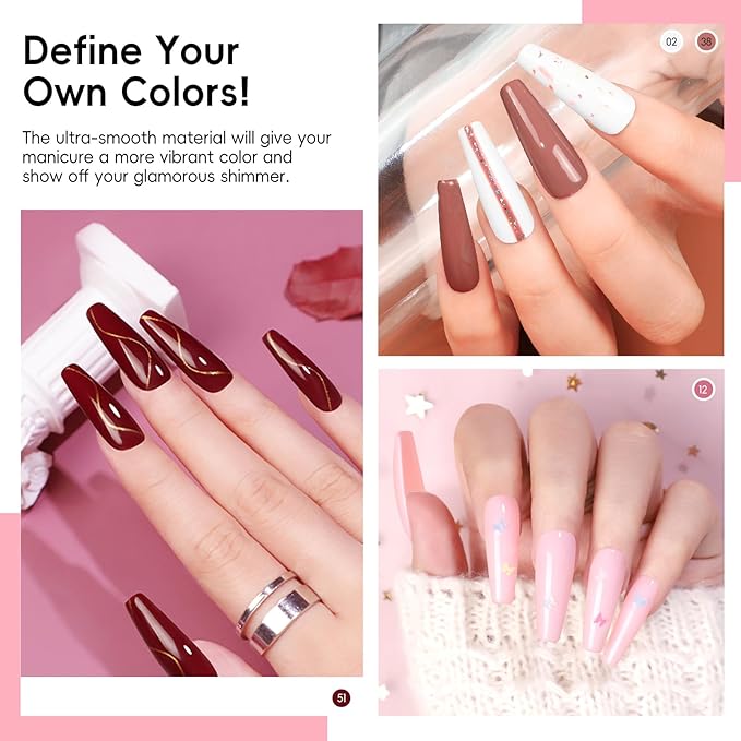 COSCELIA 60PCS Gel Nail Polish Starter Kit, 55 Colors gel polish with 5pcs Top Base Coat All Seasons Colors Nail Polish Kit French Manicure Nail Art Christmas Gifts for Women Teenagers Girls