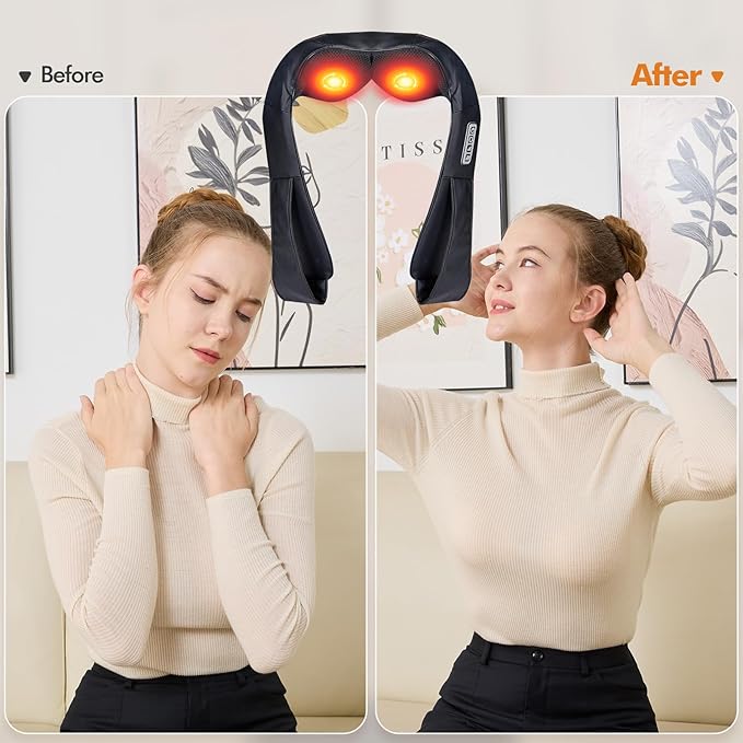 Neck and Shoulder Massager for Shoulder Massage and Neck Massage, Shiatsu Neck Massager with Heat, Shiatsu Back Massager for Office & Home Use, Birthday Gifts for Him Her (Parents/Friends)
