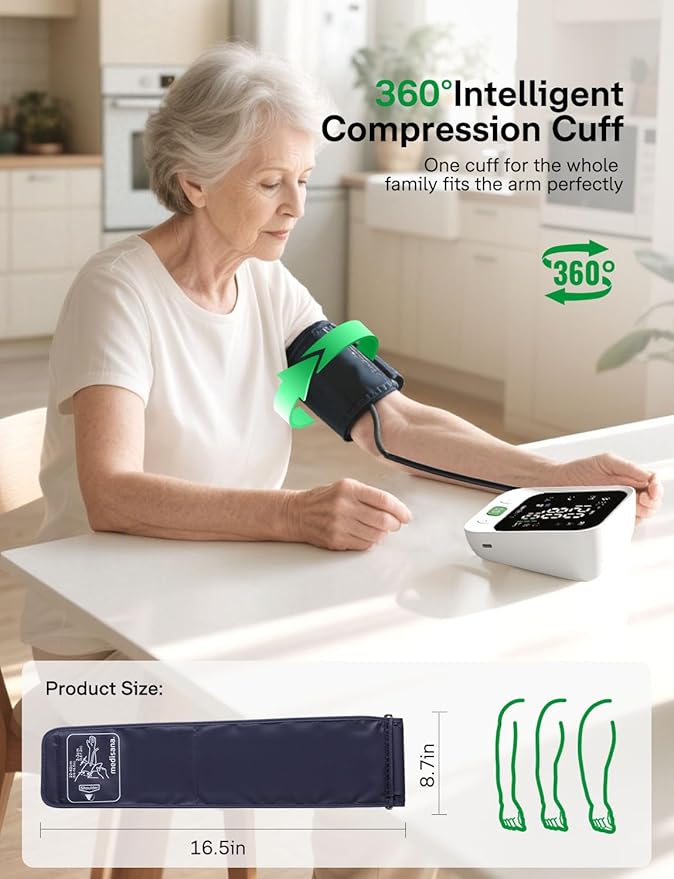 Blood Pressure Monitor with 2x199 Sets Memory, Medisana Automatic Upper Arm Blood Pressure Monitor for Home Use, 4.5" Color LED Backlit Display, Adjustable Large Cuff, Home Hypertension Detector