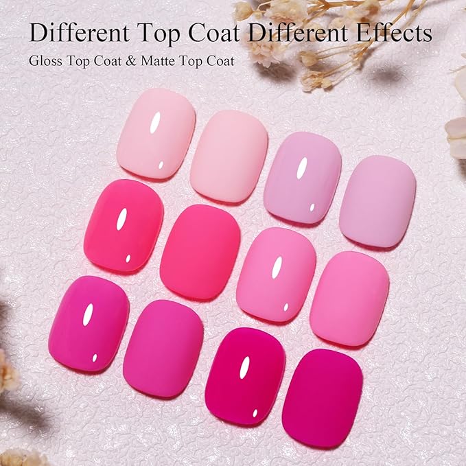 10ml Hema-Free Pink Gel Nail Polish Set 6 Colors Light Baby Blush Hot Pink Gel Polish Kit Soak Off Salon DIY at Home Gift for Women