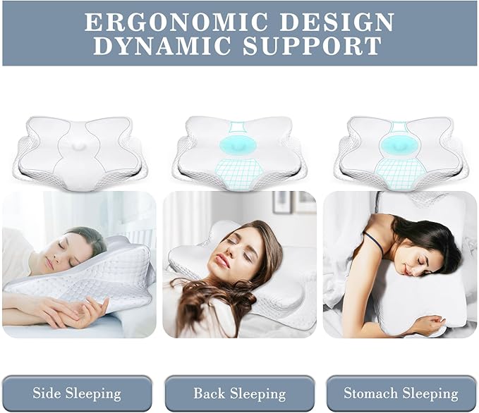 CCidea Ergonomic Contour Memory Foam Pillow for Side Sleepers, Breathable Cervical Support Pillow with Removable Cover