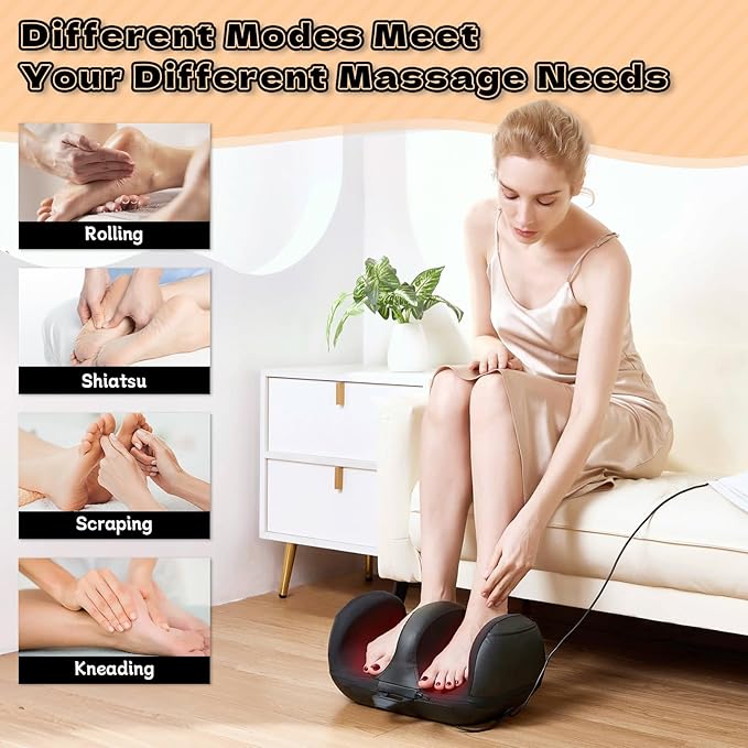 Foot Massager with Heat, Shiatsu Foot Massager, Calf and Foot Massagers, for use at Home and Office, Gift for Wife, Mother