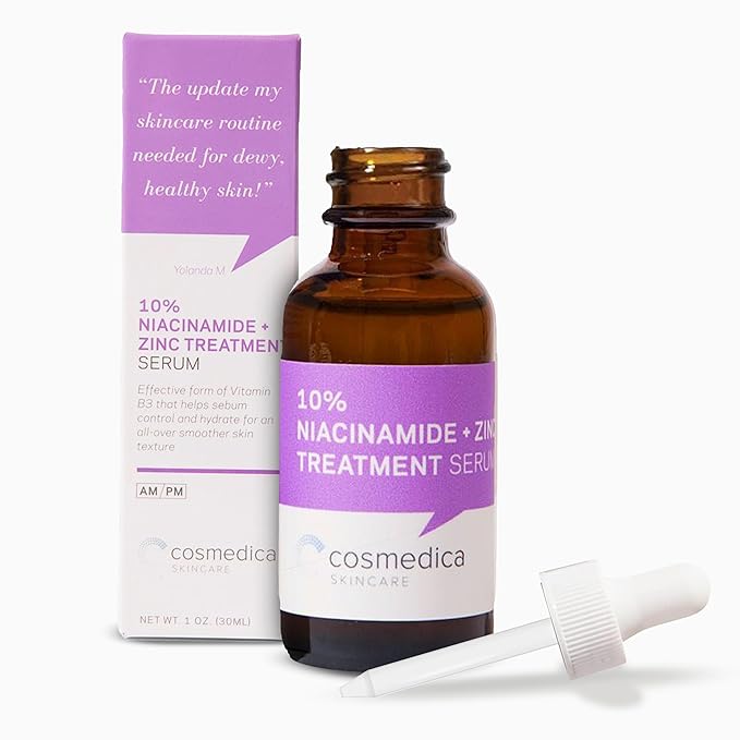 Cosmedica Skincare Niacinamide + Zinc Treatment Serum with Hyaluronic Acid, 1 oz