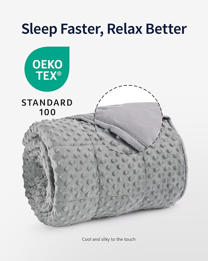 Mr. Sandman Weighted Blanket for Adults, Minky Dots Heavy Blanket for Woman,Man Sleeping/Calm, Soft, Cozy and Cooling Weighted Throw Blankets, Machine Washable, 60 x 80in, 20 Pounds, Grey