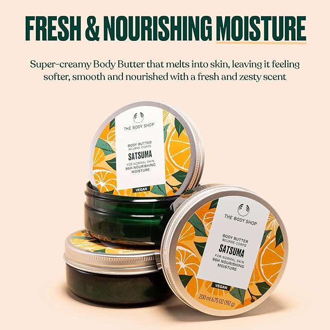 The Body Shop Satsuma Body Butter – Nourishing & Moisturizing Skincare for Normal Skin – Vegan – 6.75 oz