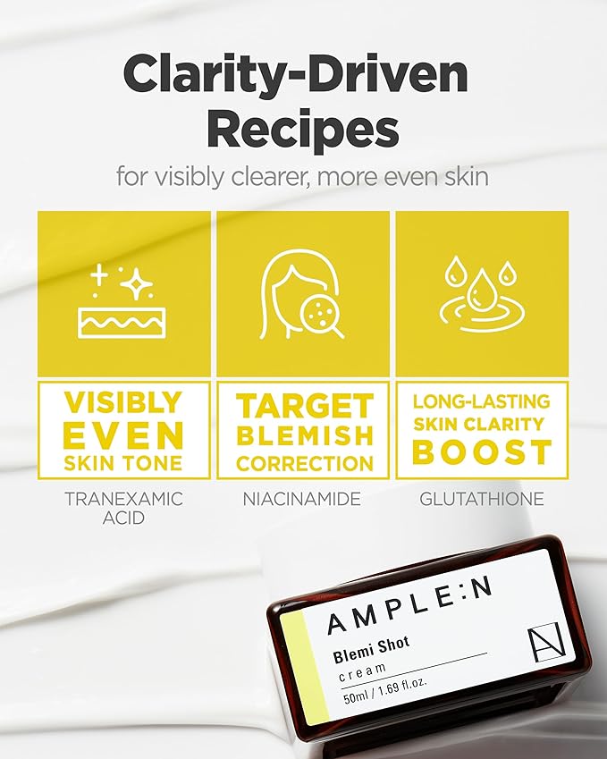 Blemi Shot Cream - Korean Face Moisturizer with Niacinamide & Tranexamic Acid for Smooth Radiant Complexion - Daily Facial Cream Hydrating Formula for Clear Skin, Skin Tone Improvement, 1.69 oz