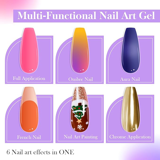 Gradient Painting Gel, 24 Bright Glitter Gold&Silver Black&White Pearlescent Colors Ombre Gel Nail Polish for Light Pigment Pat Nail Gel Kit French Manicure No-wipe DIY Nail Art Soak of UV B