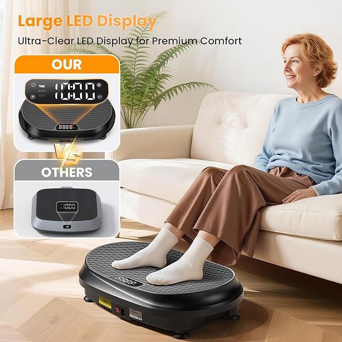 Curved Vibration Plate Exercise Machine, XL Vibration Plate 400 lbs Capacity with 9 Auto Modes and 120 Adjustable Speeds, Whole Body Vibration Plate Machine for Home Women Men