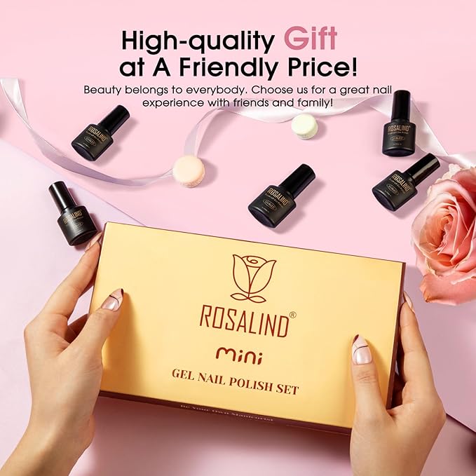 ROSALIND Pink Gel Polish Set, 12 Colors White Pink Purple Glitter Gel Nail Polish Peach Blush Pinks Sparkle Gel Polishes Soak Off Light Purple Gray Spring Romantic Gel Polish Kit