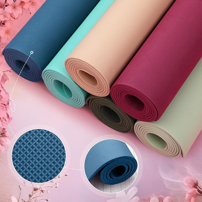 Timgle 6 Pack Yoga Mats Bulk Non Slip Exercise Yoga Mat Thick Anti Slip Tear Resistant Sports Gym for Fitness Stretching Home Workout and Studio