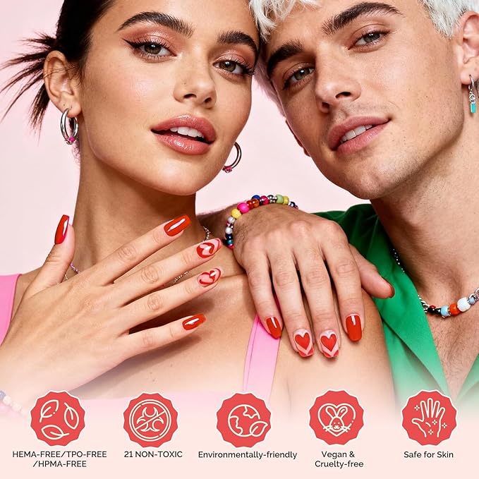 MelodySusie Highly Pigmented Gel Nail Polish Set,10 Dopamine Colors with 2 Top & Base Coat, TPO & HEMA Free Plant-Based Formula, 16.5ml Tilt-and-Stand Bottle, Gift for Nail Art at Home(Hot Pink)