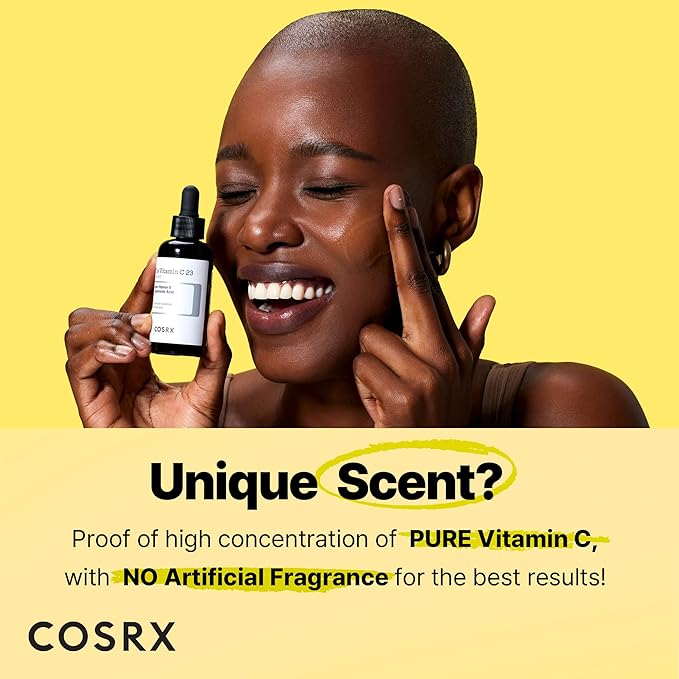 COSRX Pure Vitamin C 23% Serum with Vitamin E & Hyaluronic Acid, Hydrating Facial Serum for Fine Lines, Uneven Skin Tone & Dull Skin, 0.7oz/20g, Korean Skin Care