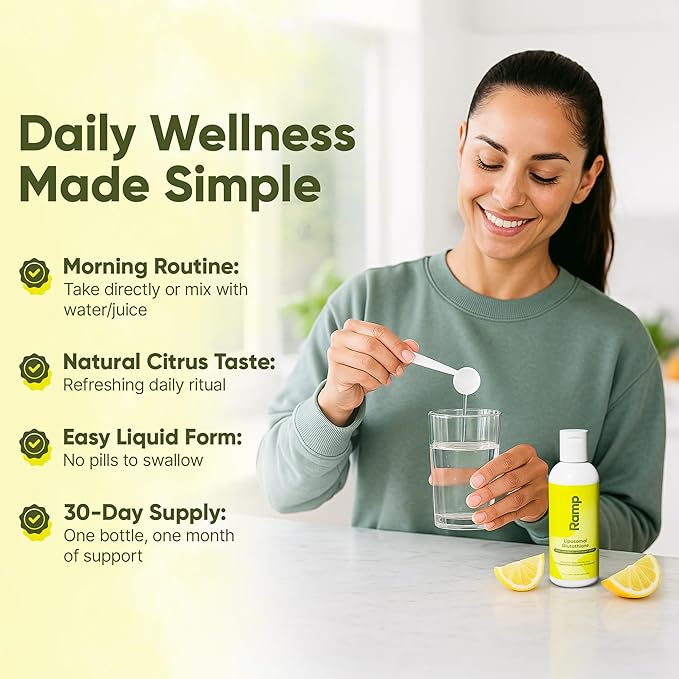 Liposomal Glutathione Liquid – 500mg Advanced Antioxidant Support – Cellular Health & Detox – High Absorption Formula – Vegan, Non-GMO, Citrus Flavor – 4 fl oz, 30 Servings