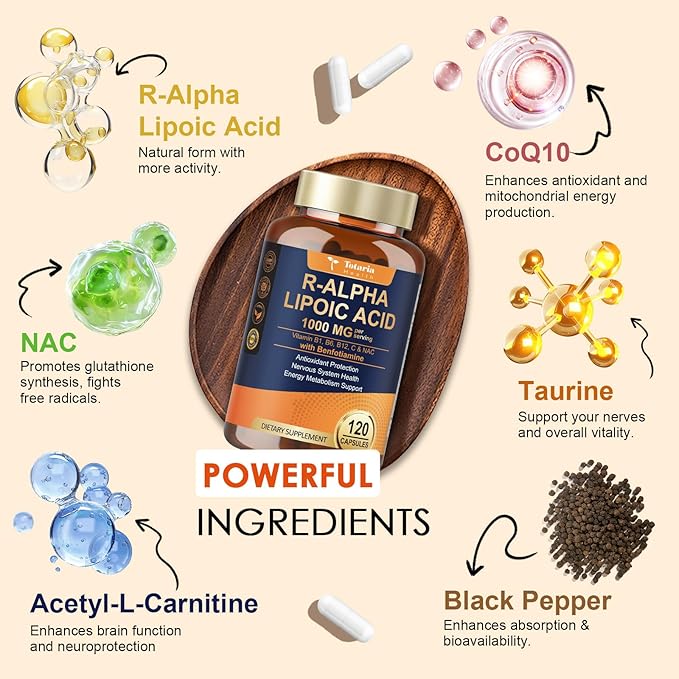 (2 Packs) R Alpha Lipoic Acid 600mg - ALA Supplement Capsules for Neuropathy Support Supplement Antioxidant, Nerve Health, Liver Detox, Metabolism and Cell Energy, Anti-Aging, Non-GMO, Gluten Free