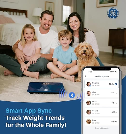 GE Baby Scale Digital for Body, Multifunctional Smart Weight Bathroom Weighing Accurate Electric for Puppy, Cat, Adult, Pet, Women, 400lbs
