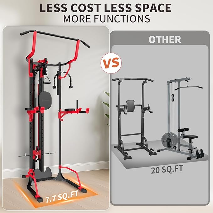 Eisenlink Power Tower Pull Up Dip Station LAT Pull Down Machines Multi-Function Workout Equipment Home Gym