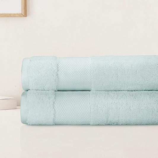 BIOWEAVES 100% Organic Cotton Bath Sheet Set of 2 | Soft Oversized Bath Towels | 700 GSM Premium Bath Towel Sheet Set GOTS Certified - Seafoam