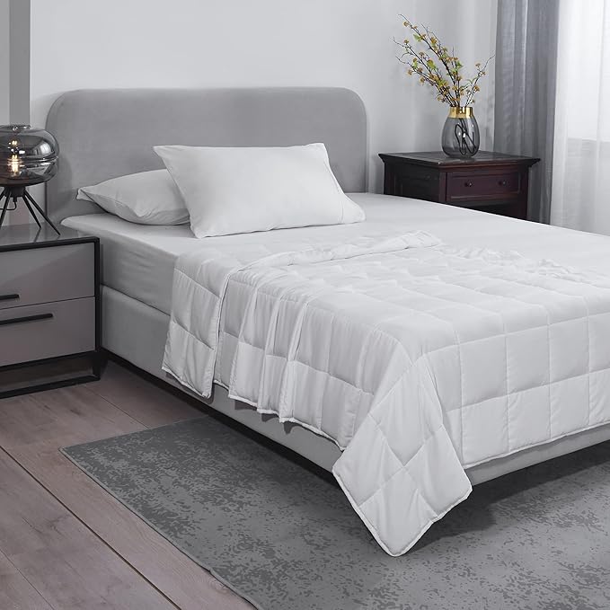 L'AGRATY Weighted Blanket - 48"x72" 15lbs Cooling Breathable Heavy Blanket Microfiber Material with Glass Beads for Adult All-Season Summer Fall Winter Soft Thick Comfort