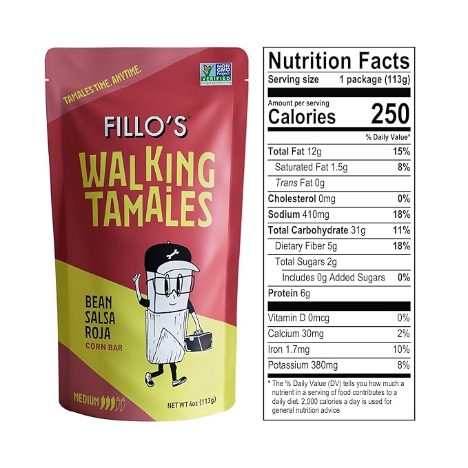 Fillo's Walking Tamales, Savory Variety Pack of 7, Ready-to-Eat Meals, Delicious, Gluten-Free, Preservative-Free, Vegan Friendly, Microwavable, Non-GMO (3 Salsa Verde, 2 Salsa Roja, 2 Habanero)