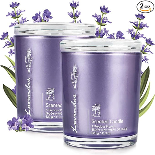 Lavender Candles for Home Scented, 2 Pack 23oz Large Jar Aromatherapy, Highly Fragranced Scented Candle Set, Candles Gifts for Women, Mom, Healing & Luxury Candle for Home