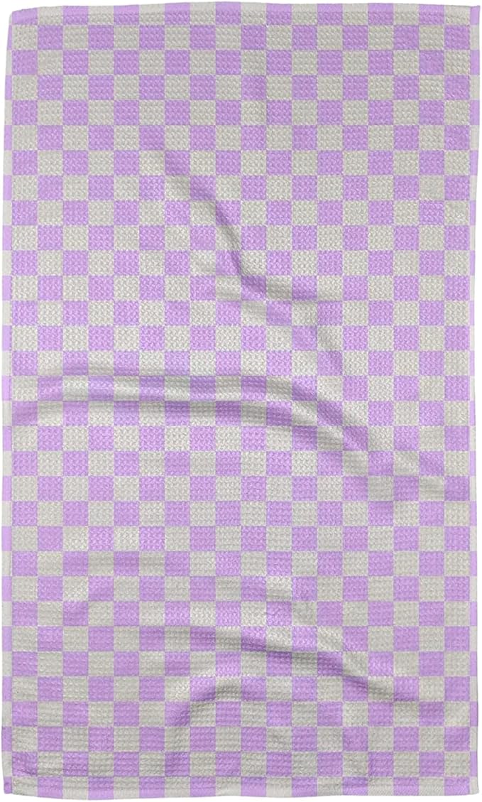 GEOMETRY Spring Kitchen Towels - Quick Dry Microfiber Cloth Spring & Summer Dish Towels for Kitchen Drying - Premium Quick Dry Towel - Lilac Checkin, 18" x 30" - 1-Pack
