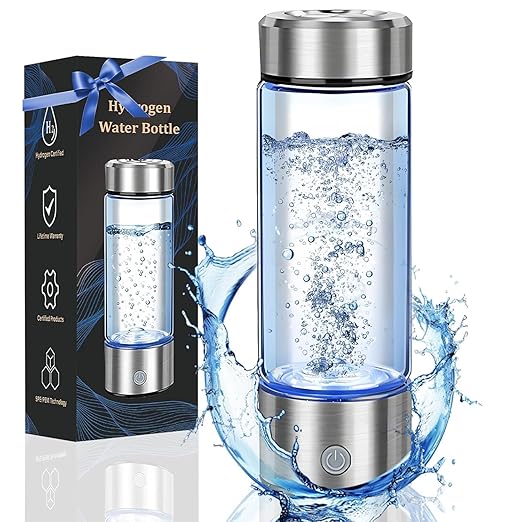 Hydrogen Water Bottle Generator, Portable Hydrogen Water Ionizer Machine Rechargeable Hydrogen Rich Water Glass Bottle for Travel 420ml Gift for Women Gifts for Men Gifts for Friend Birthday Gifts