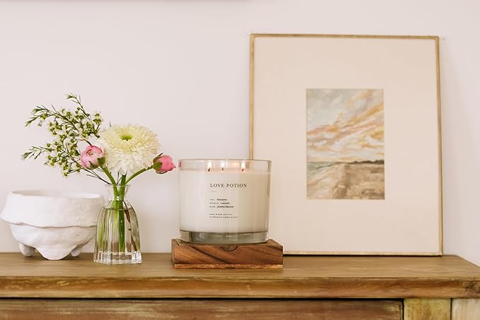 Brooklyn Candle Studio Love Potion XL 3 Wick Candle - Luxury Scented Candle, Vegan Soy Wax, Hand Poured in The USA, 100 Hour Slow Burn Time - 27oz