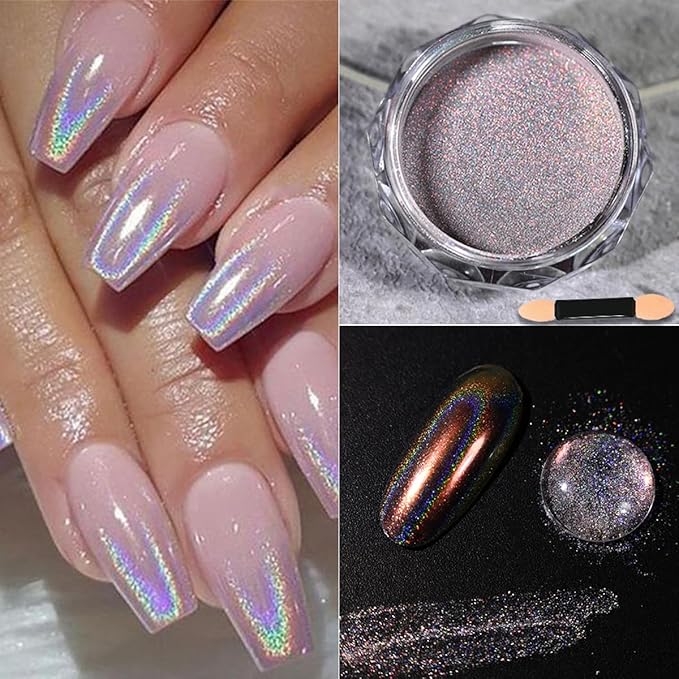 Chrome Nail Powder Set 6 Colors Nail Glitter Chrome Nail Powder Metallic Mirror Effect Brown Gold Purple Glitter Dust Powder Manicure Salon Supplies