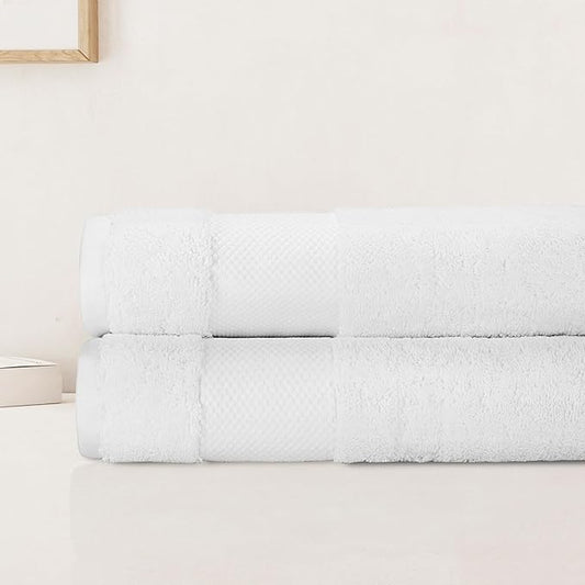 BIOWEAVES 100% Organic Cotton Bath Sheet Set of 2 | Soft Oversized Bath Towels | 700 GSM Premium Bath Towel Sheet Set GOTS Certified - White